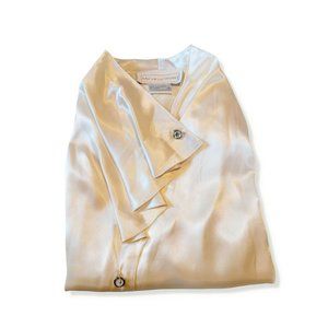 Michelle Stuart Polyester Button Down 8 Ivory Beige